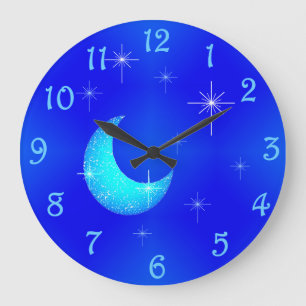 Blue Moon Clock Große Wanduhr