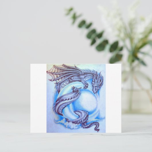 Blue Moon Dragon Postkarte (Stehend Vorderseite)