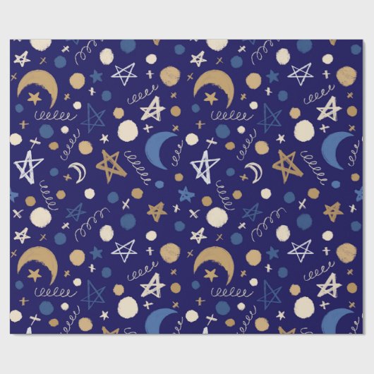 Blue Moon Festival Seamless Muster Geschenkpapier (Flach)