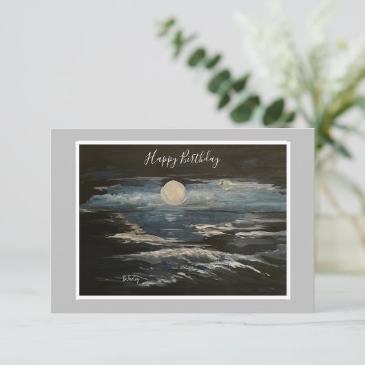 Blue Moon Flat Note Card Dankeskarte (Stehend Vorderseite)