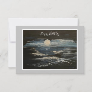 Blue Moon Flat Note Card Dankeskarte