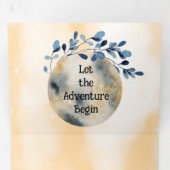 Blue Moon Floral Wedding Dreifach Gefaltete Einladung (Innen Erste Seite)