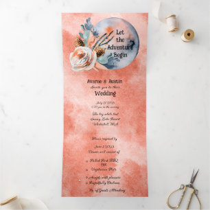 Blue Moon Floral Wedding Dreifach Gefaltete Einladung