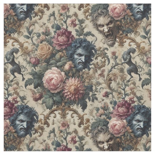 Blue Moon Grimoire - Gotisches klassisches Tile Stoff (Nahaufnahme)