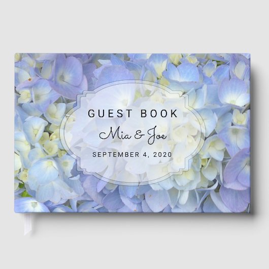 Blue Moon Hydrangea Custom Wedding Guest Book Gästebuch (Vorderseite)