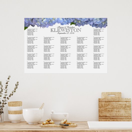 Blue Moon Hydrangea Hochzeitskarte Poster (Küche)