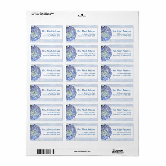 Blue Moon Hydrangea Single Namensschild Adressaufkleber (Vorne)