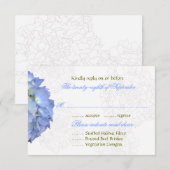 Blue Moon Hydrangea Wedding RSVP Menü Cards Karte (Vorne/Hinten)