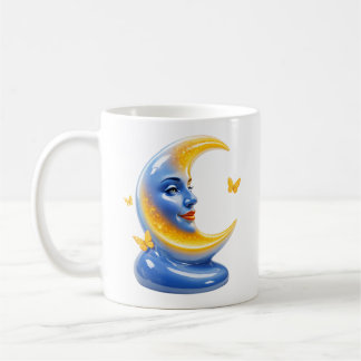 Blue Moon Illustration Glossy Celestial Kaffeetasse