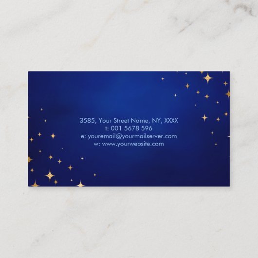 Blue Moon Magic - Oracle Cards, Ball und Crystals Visitenkarte (Rückseite)