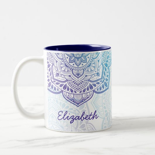 Blue Moon Mandala 11 oz. Personalized Mug Zweifarbige Tasse (Links)