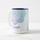 Blue Moon Mandala 15 oz. Personalized Mug Zweifarbige Tasse (Vorderseite Links)