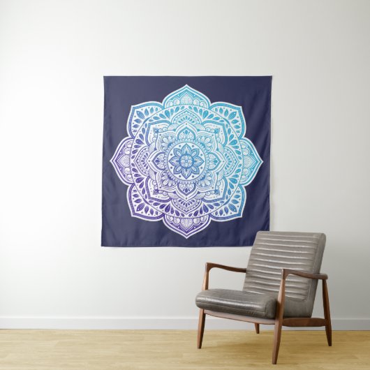 Blue Moon Mandala Fine Art Tapestry Wandteppich (Beispiel (Horizontal))