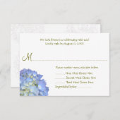 Blue Moon Menu Selection Wedding Repcard RSVP Karte (Vorne/Hinten)
