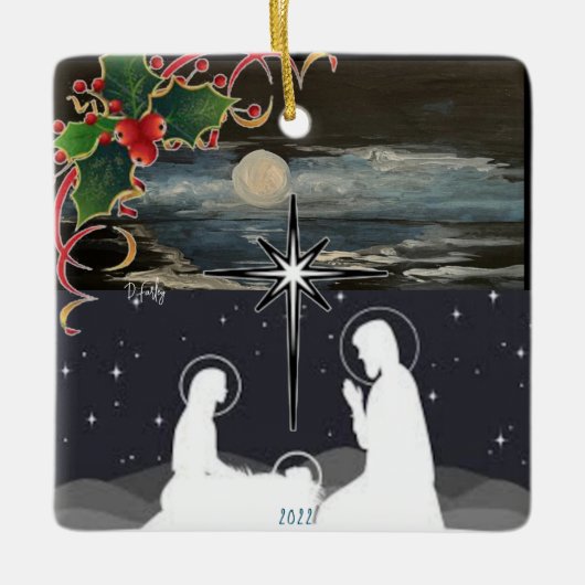 Blue Moon Nativity Keramikornament (Vorderseite)