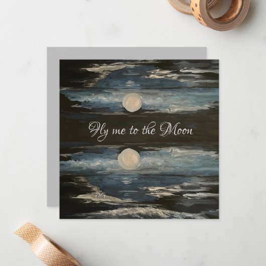 Blue Moon Note Card Mitteilungskarte (Vorderseite/Rückseite Beispiel)
