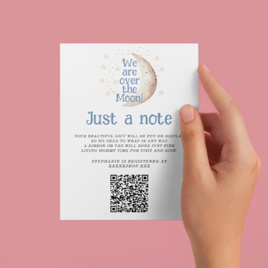 Blue Moon nur ein Hinweis Baby Dusche Begleitkarte