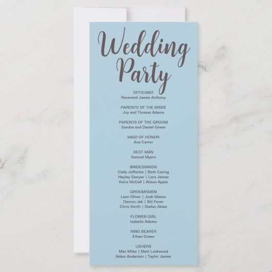 Blue Moon Phases Blue Wedding Program (Rückseite)