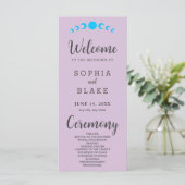 Blue Moon Phases Lila Wedding Program (Stehend Vorderseite)