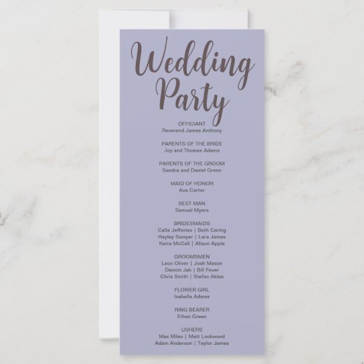 Blue Moon Phases Silver Wedding Program (Rückseite)