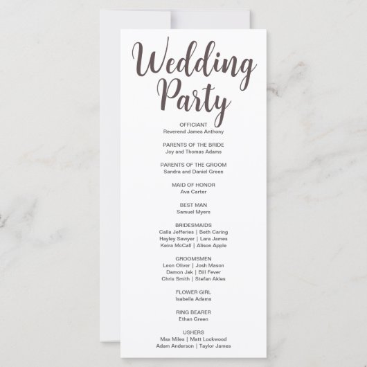 Blue Moon Phases White Wedding Program (Rückseite)