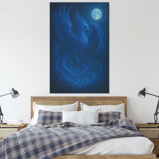 Blue Moon Phoenix · Fine Art Canvas Print Leinwanddruck (Insitu (Schlafzimmer))
