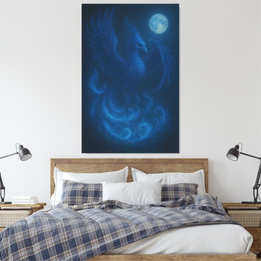 Blue Moon Phoenix · Fine Art Canvas Print Leinwanddruck (Insitu (Schlafzimmer))
