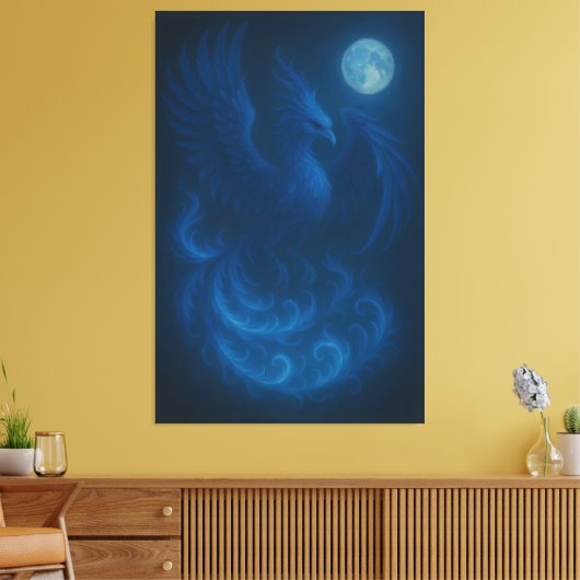 Blue Moon Phoenix · Fine Art Canvas Print Leinwanddruck (Insitu (Wohnzimmer))