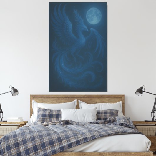 Blue Moon Phoenix · Fine Art Canvas Print Leinwanddruck (Insitu (Schlafzimmer))