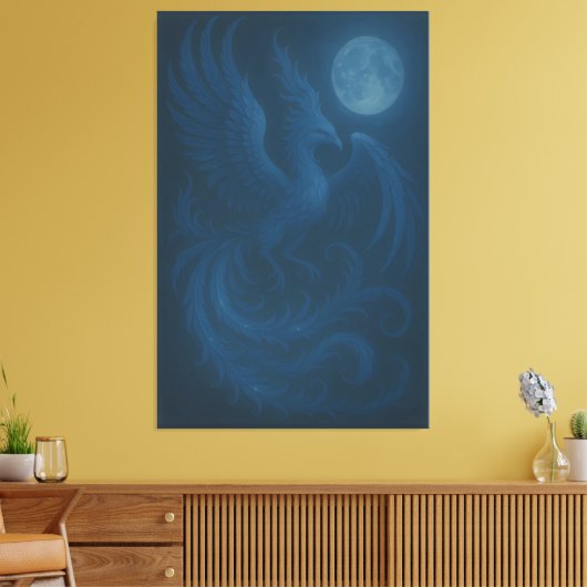 Blue Moon Phoenix · Fine Art Canvas Print Leinwanddruck (Insitu (Wohnzimmer))
