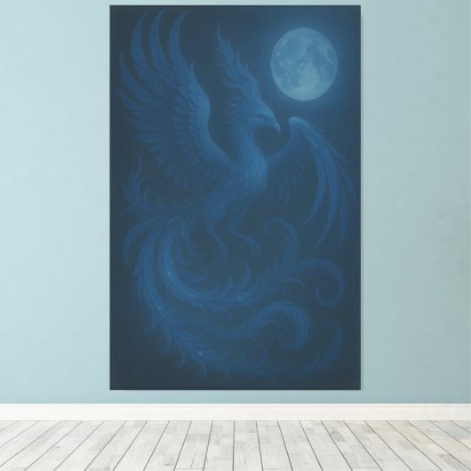 Blue Moon Phoenix · Fine Art Canvas Print Leinwanddruck (Insitu (Holzboden))