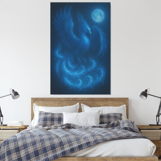 Blue Moon Phoenix · Fine Art Canvas Print Leinwanddruck (Insitu (Schlafzimmer))