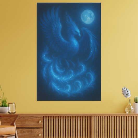 Blue Moon Phoenix · Fine Art Canvas Print Leinwanddruck (Insitu (Wohnzimmer))