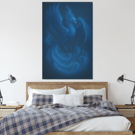 Blue Moon Phoenix · Fine Art Canvas Print Leinwanddruck (Insitu (Schlafzimmer))