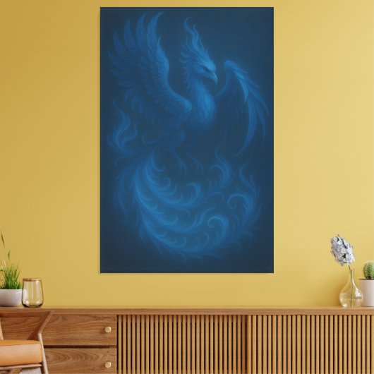 Blue Moon Phoenix · Fine Art Canvas Print Leinwanddruck (Insitu (Wohnzimmer))