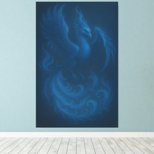 Blue Moon Phoenix · Fine Art Canvas Print Leinwanddruck (Insitu (Holzboden))
