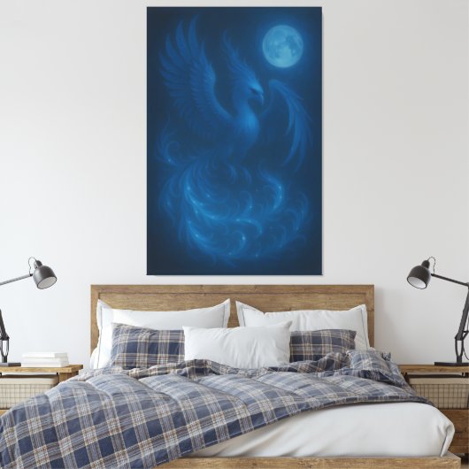 Blue Moon Phoenix · Fine Art Canvas Print Leinwanddruck (Insitu (Schlafzimmer))