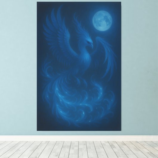 Blue Moon Phoenix · Fine Art Canvas Print Leinwanddruck (Insitu (Holzboden))
