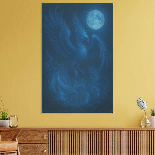 Blue Moon Phoenix · Fine Art Canvas Print Leinwanddruck (Insitu (Wohnzimmer))