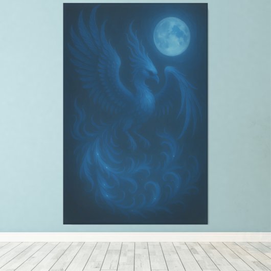 Blue Moon Phoenix · Fine Art Canvas Print Leinwanddruck (Insitu (Holzboden))