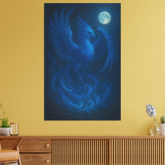 Blue Moon Phoenix · Fine Art Canvas Print Leinwanddruck (Insitu (Wohnzimmer))