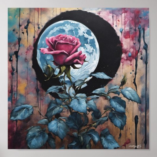 Blue Moon Pink Rose Poster (Vorne)