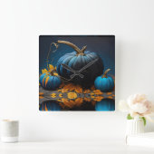 Blue Moon Pumpkins Herbstleaves Quadratische Wanduhr (Zuhause)