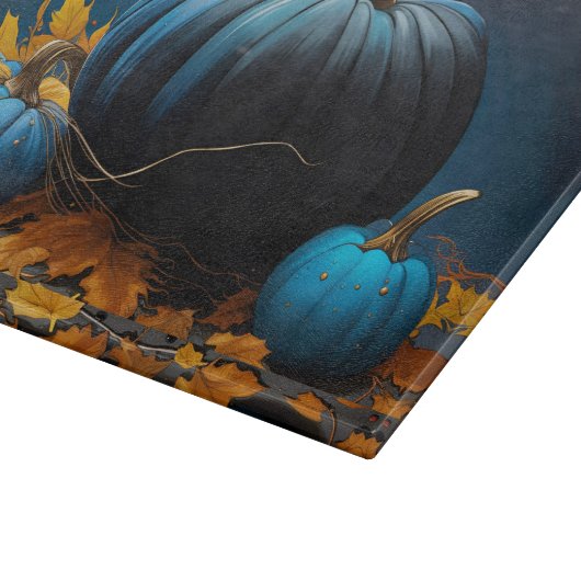Blue Moon Pumpkins und Autumn Leaves Schneidebrett (Ecke)