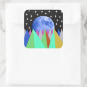 Blue Moon Quadratischer Aufkleber (Tasche)