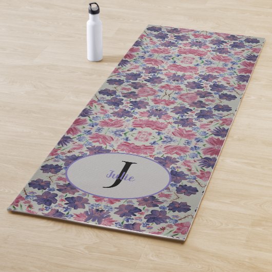 Blue Moon Rose Floral Monogram Yogmatte Yogamatte (Beispiel)