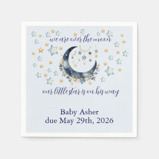 Blue Moon Stars Boy Baby Shower Serviette