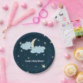 Blue Moon & Stars Mitternacht Elegante Babydusche Pappteller (Party)