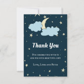 Blue Moon & Stars Mitternacht Elegante Dankeschön  Dankeskarte (Vorderseite)
