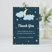 Blue Moon & Stars Mitternacht Elegante Dankeschön  Dankeskarte (Stehend Vorderseite)